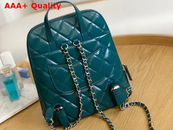 Chanel Backpack in Green Shiny Calfskin Replica