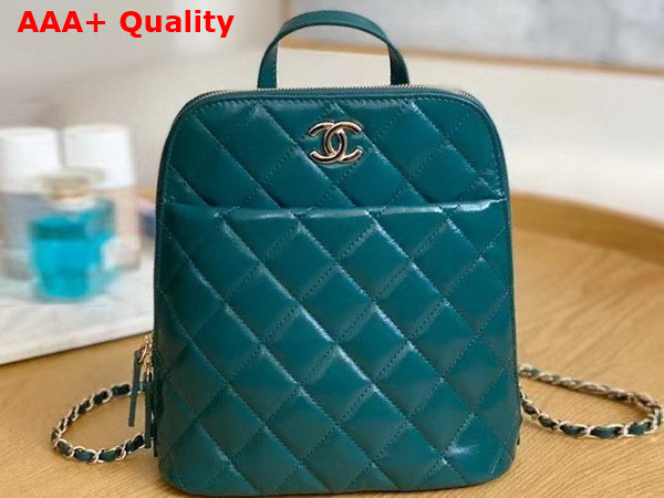 Chanel Backpack in Green Shiny Calfskin Replica