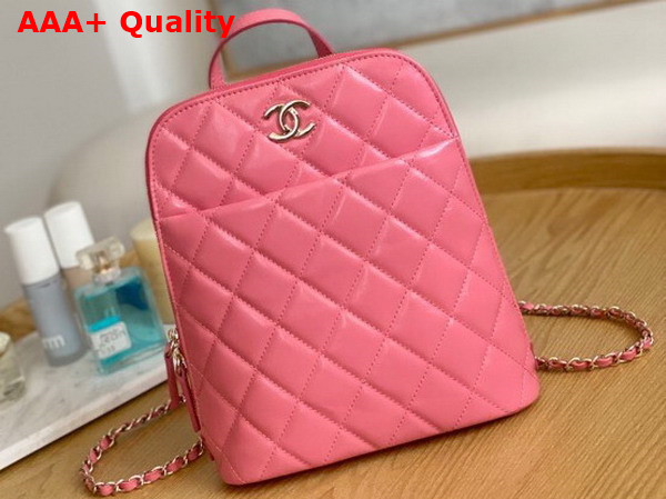 Chanel Backpack in Pink Shiny Calfskin Replica