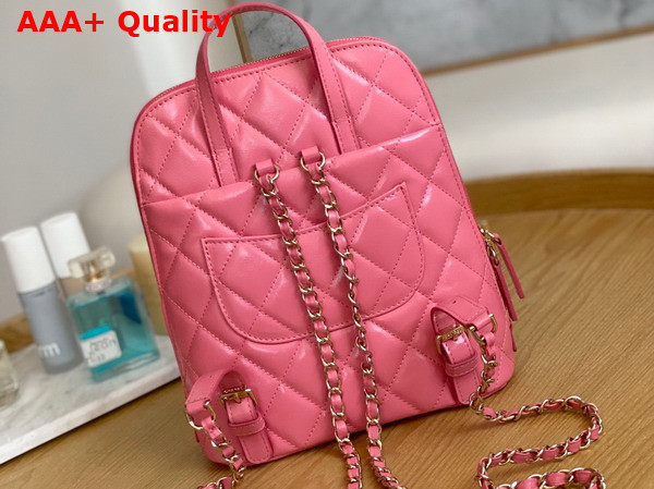 Chanel Backpack in Pink Shiny Calfskin Replica