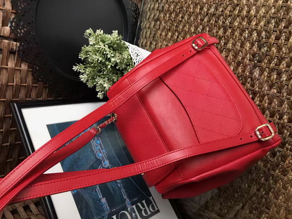 Chanel Backpack in Red Grained Calfskin with Gold Tone Metal For Sale