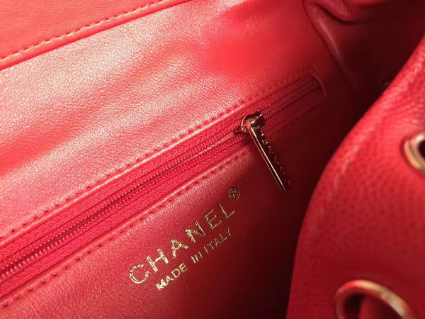 Chanel Backpack in Red Grained Calfskin with Gold Tone Metal For Sale