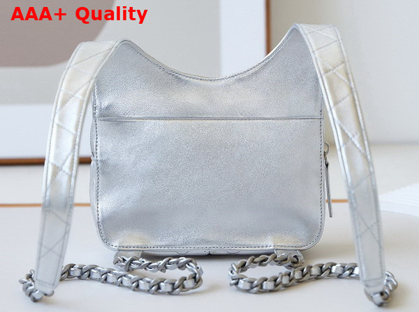 Chanel Backpack in Silver Metallic Lambskin Silver Tone Metal Ref AS4621 Replica