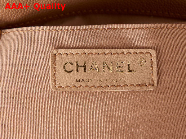 Chanel Backpack in Tan Grained Shiny Calfskin Gold Tone Metal Replica