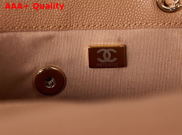 Chanel Backpack in Tan Grained Shiny Calfskin Gold Tone Metal Replica