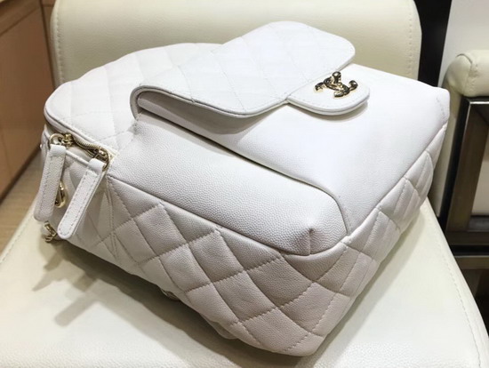 Chanel Backpack in White Grained Calfskin