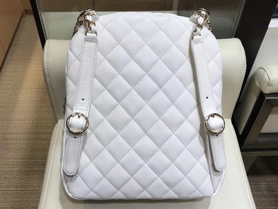 Chanel Backpack in White Grained Calfskin