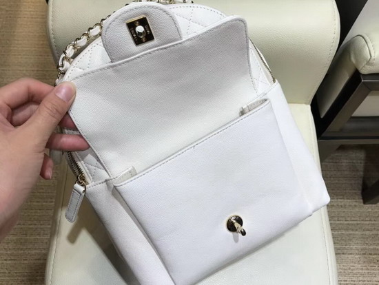 Chanel Backpack in White Grained Calfskin