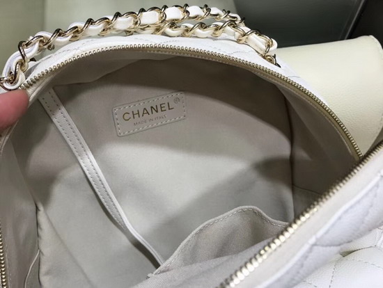 Chanel Backpack in White Grained Calfskin