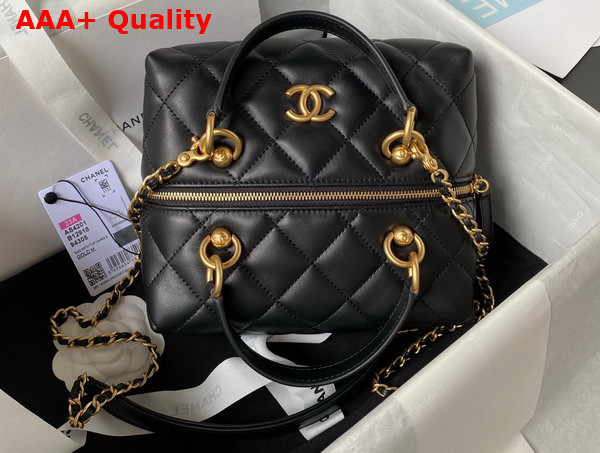 Chanel Bag with Top Handle Calfskin and Gold Tone Metal Black Ref AS4201 Replica