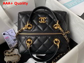 Chanel Bag with Top Handle Calfskin and Gold Tone Metal Black Ref AS4201 Replica