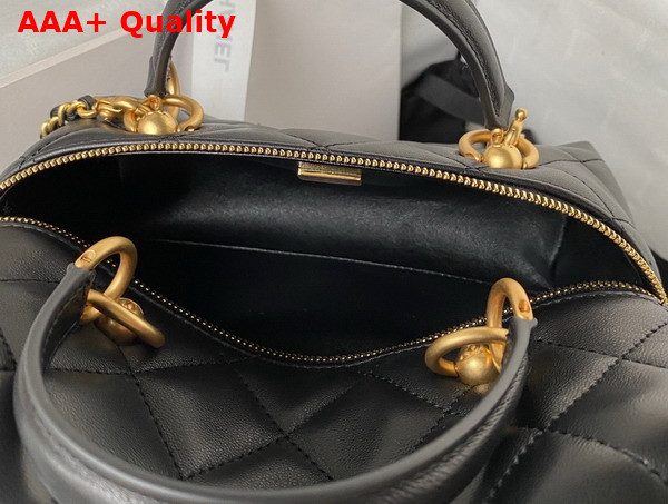 Chanel Bag with Top Handle Calfskin and Gold Tone Metal Black Ref AS4201 Replica