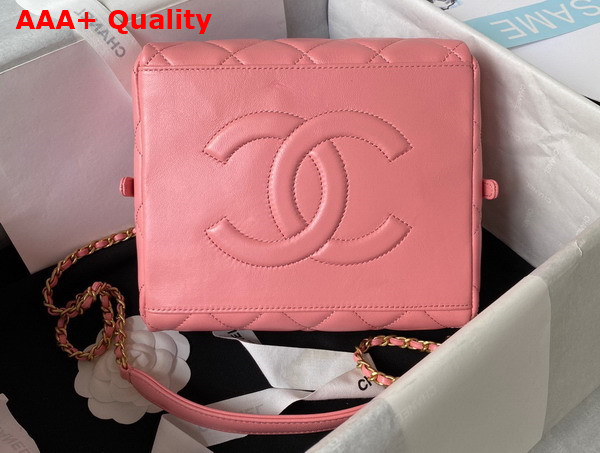 Chanel Bag with Top Handle Calfskin and Gold Tone Metal Pink Ref AS4201 Replica