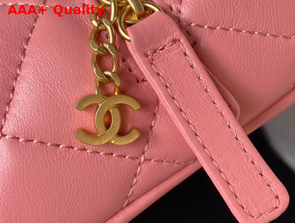 Chanel Bag with Top Handle Calfskin and Gold Tone Metal Pink Ref AS4201 Replica