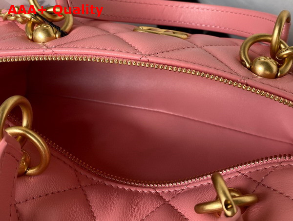 Chanel Bag with Top Handle Calfskin and Gold Tone Metal Pink Ref AS4201 Replica