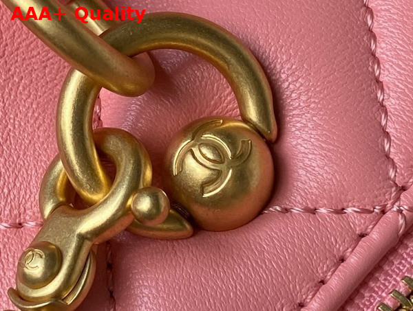 Chanel Bag with Top Handle Calfskin and Gold Tone Metal Pink Ref AS4201 Replica