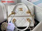 Chanel Bag with Top Handle Calfskin and Gold Tone Metal White Ref AS4201 Replica