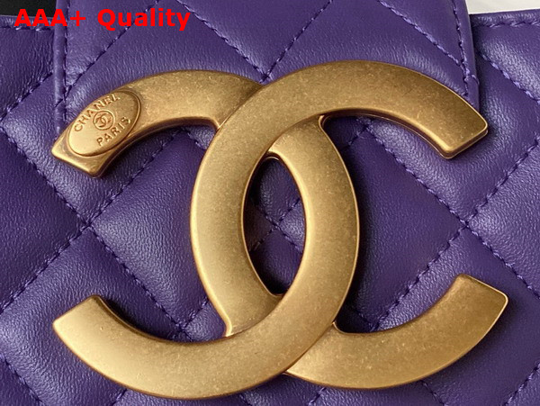 Chanel Baguette Bag in Purple Lambskin AS4611 Replica