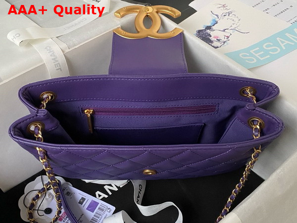 Chanel Baguette Bag in Purple Lambskin AS4611 Replica