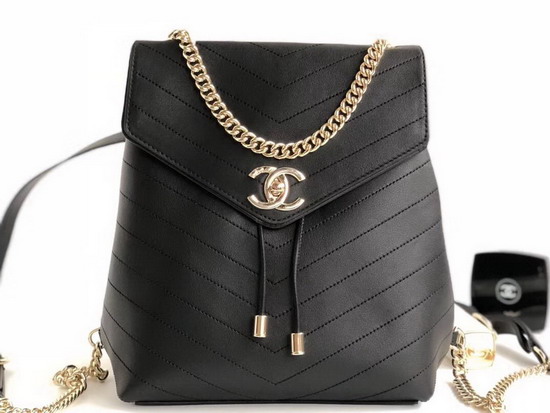 Chanel Bakcpack Black Calfskin A57555