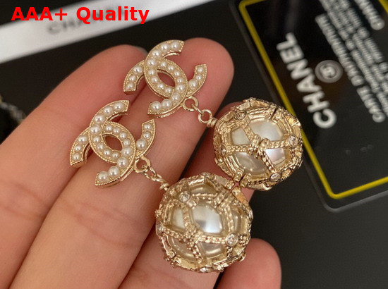 Chanel Ball Shape Earring Gold Metal and Resin Pearls Replica