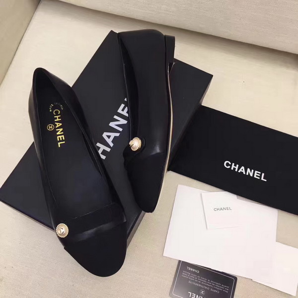 Chanel Ballerinas Black Lambskin and Grosgrain For Sale