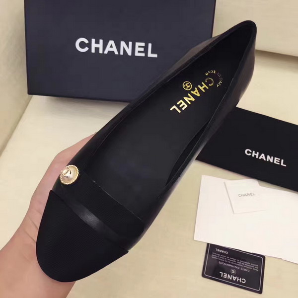 Chanel Ballerinas Black Lambskin and Grosgrain For Sale