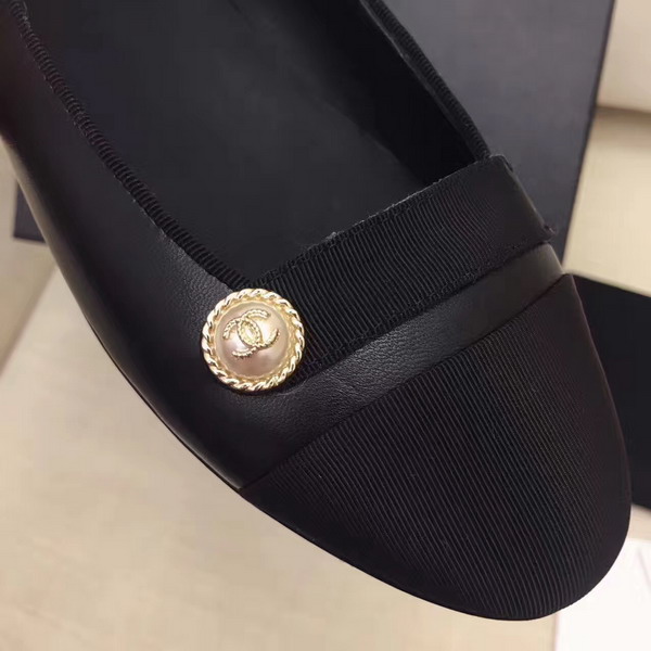 Chanel Ballerinas Black Lambskin and Grosgrain For Sale