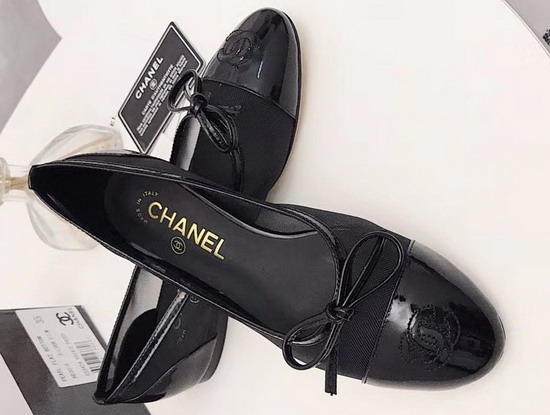 Chanel Ballerinas Black Mesh and Lambskin