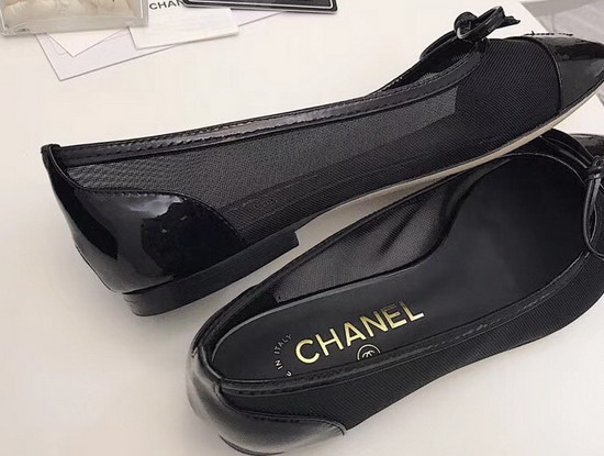 Chanel Ballerinas Black Mesh and Lambskin