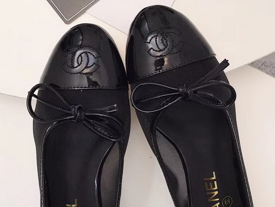 Chanel Ballerinas Black Mesh and Lambskin