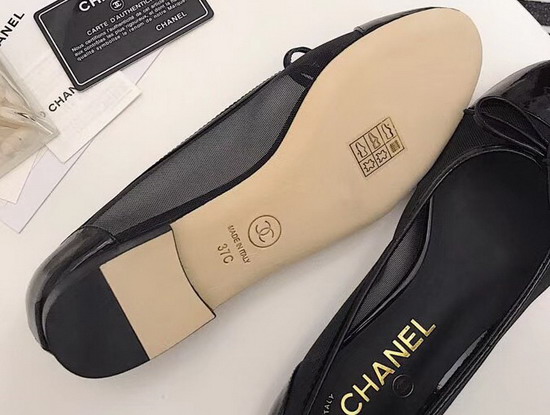 Chanel Ballerinas Black Mesh and Lambskin