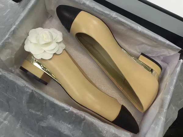 Chanel Ballerinas Lambskin Beige Black For Sale