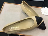 Chanel Ballerinas Lambskin Beige Black For Sale