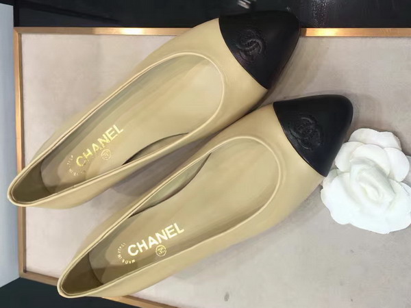 Chanel Ballerinas Lambskin Beige Black For Sale