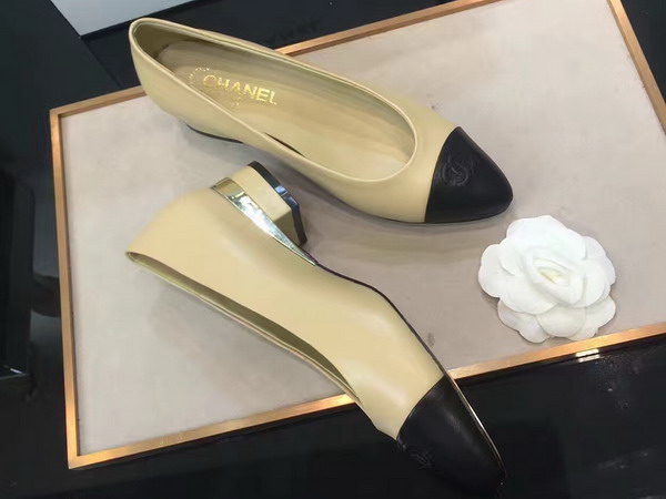 Chanel Ballerinas Lambskin Beige Black For Sale