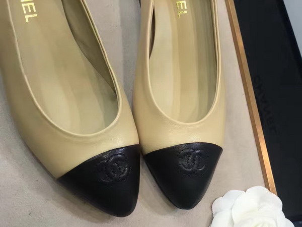 Chanel Ballerinas Lambskin Beige Black For Sale