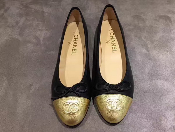 Chanel Ballerinas Lambskin Black and Gold For Sale