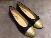 Chanel Ballerinas Lambskin Black and Gold For Sale