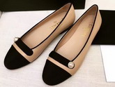 Chanel Ballerinas Lambskin and Grosgrain Beige and Black For Sale