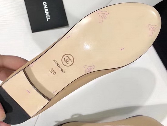 Chanel Ballerinas Lambskin and Rex Rabbit Hair Beige and Black