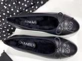 Chanel Ballerinas Lambskin and Rex Rabbit Hair Black