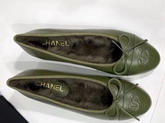 Chanel Ballerinas Lambskin and Rex Rabbit Hair Green