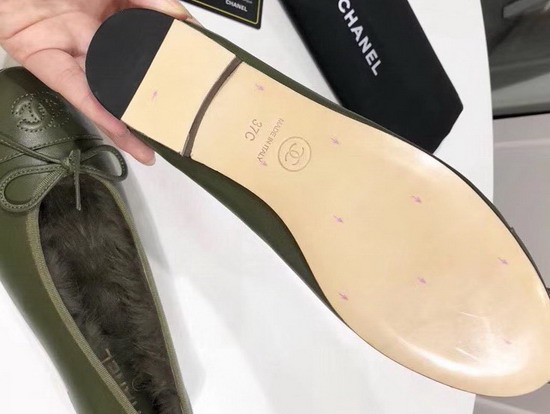 Chanel Ballerinas Lambskin and Rex Rabbit Hair Green