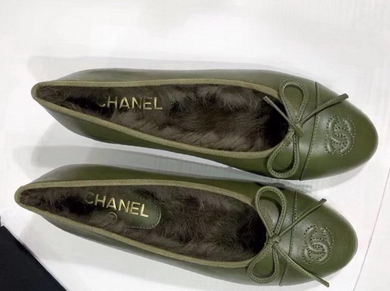 Chanel Ballerinas Lambskin and Rex Rabbit Hair Green