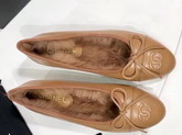 Chanel Ballerinas Lambskin and Rex Rabbit Hair Light Brown