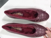 Chanel Ballerinas Lambskin and Rex Rabbit Hair Wine Color