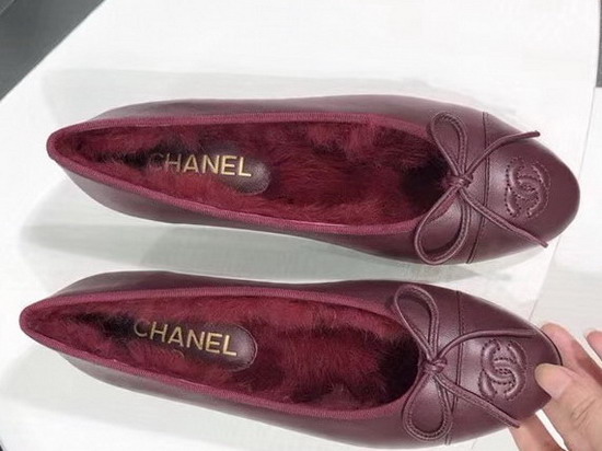 Chanel Ballerinas Lambskin and Rex Rabbit Hair Wine Color