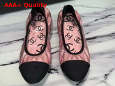 Chanel Ballerinas Laminated Goatskin and Grosgrain Pink and Black G36166 Replica