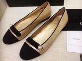 Chanel Ballerinas Metallic Calfskin and Grosgrain Gold and Black For Sale